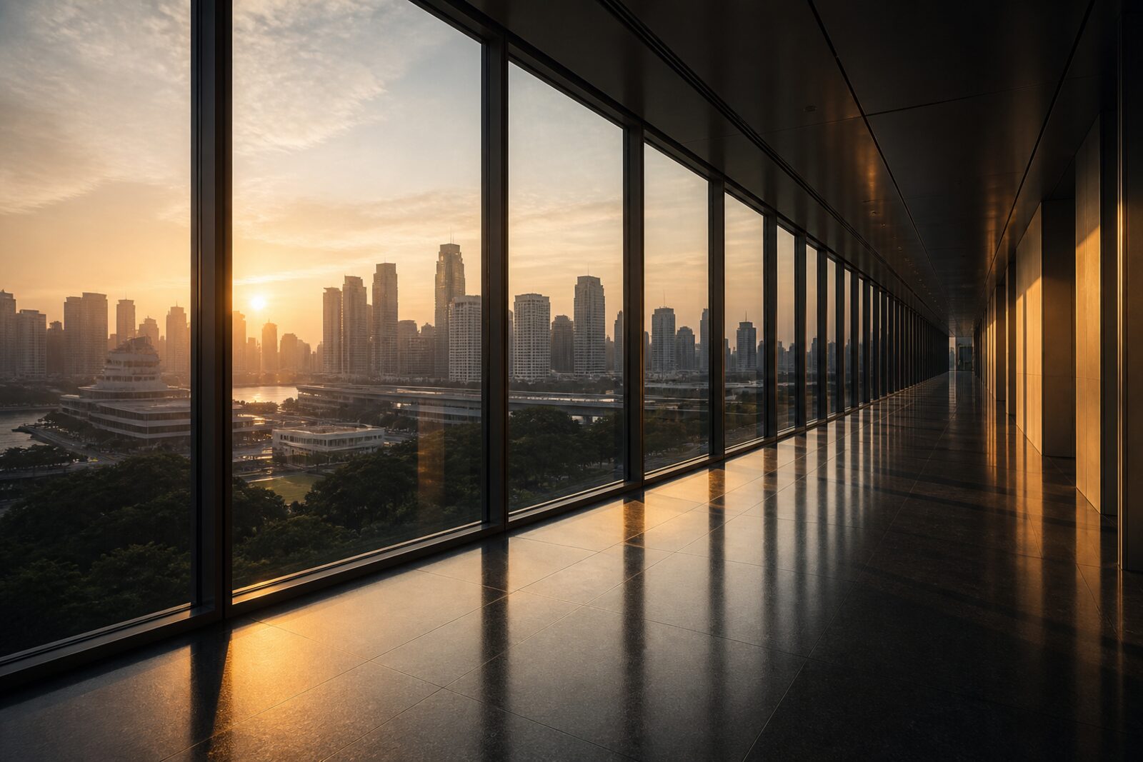 Singapore business district at sunrise